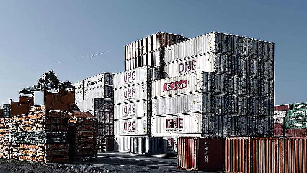 Stacked shipping containers at the port